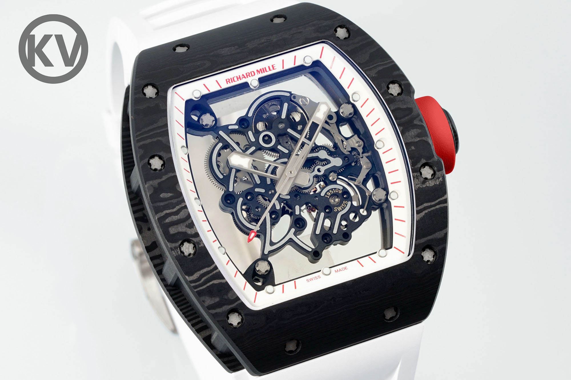 Richard Mille RM055 White Strap White-Red Inner Ring - Image 3
