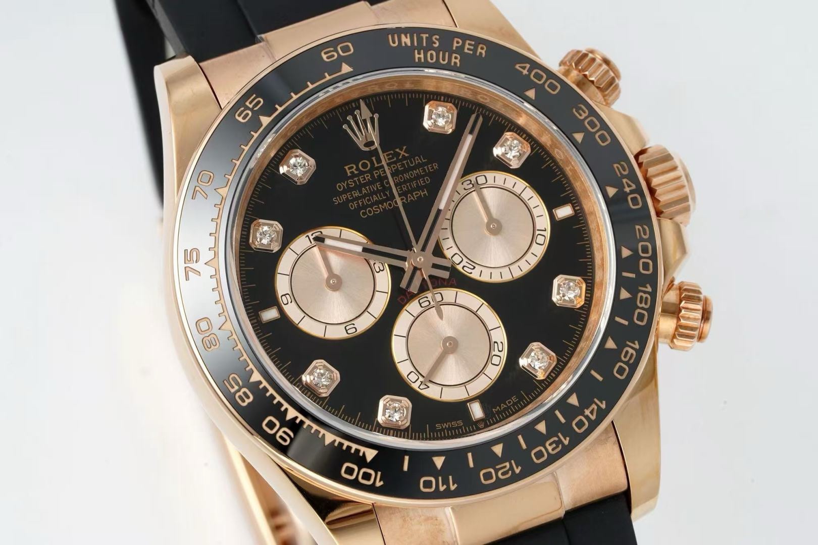 Rolex Cosmograph Daytona 18K Gold Plated Automatic Chronograph Watch Rubber Strap - Image 2