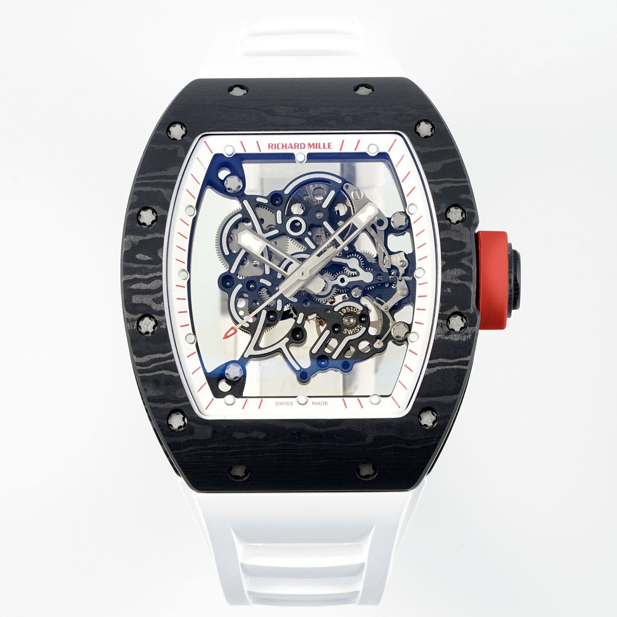 Richard Mille RM055 White Strap White-Red Inner Ring