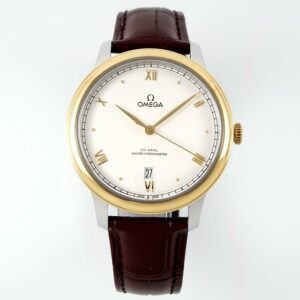 Omega De Ville Power-Reserve Automatic Mechanical Watch, Genuine Calfskin Leather Strap