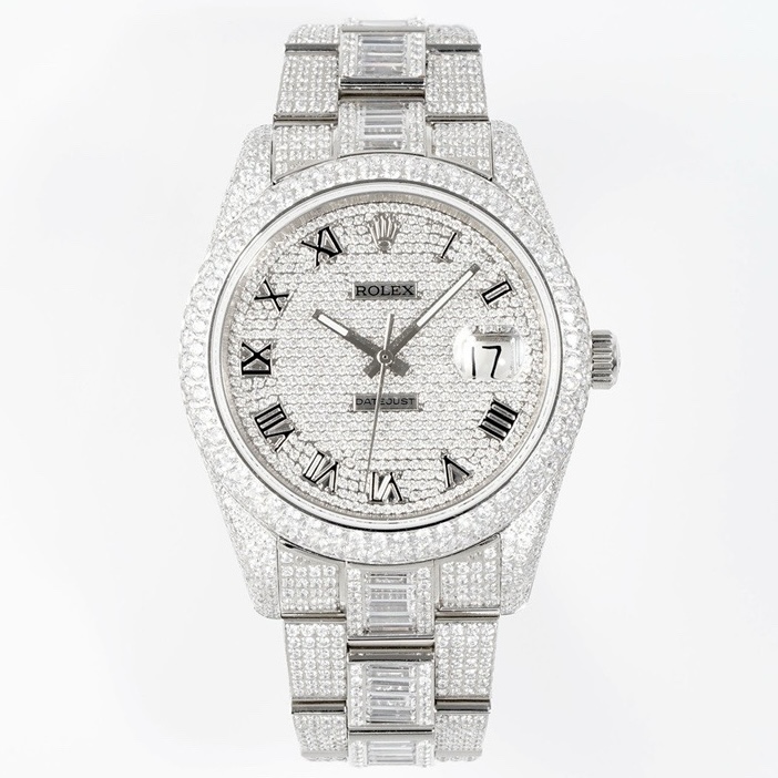 Rolex TW Factory Fully Iced-Out Datejust 41mm , Full Paved Stones, 2824 Automatic Movement