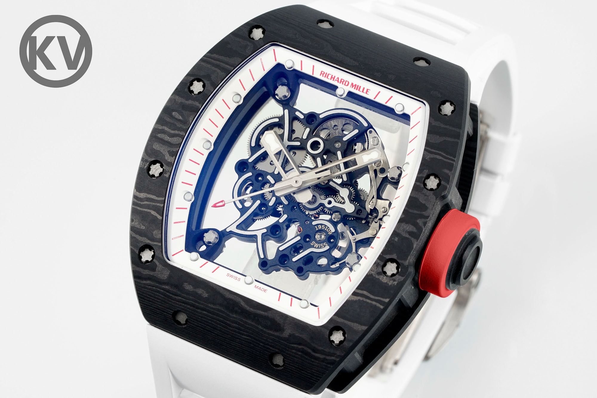 Richard Mille RM055 White Strap White-Red Inner Ring - Image 2