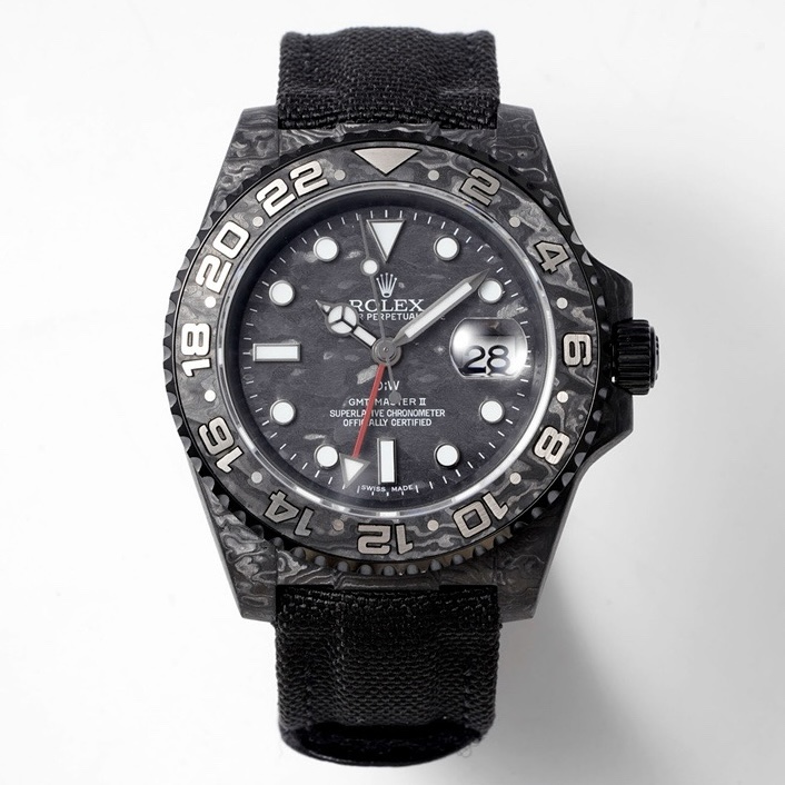 Rolex GMT-Master II Carbon Watch | Cal.3186 Automatic Movement, Forged Carbon Case –