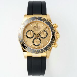 Rolex Cosmograph Daytona 18K Gold Plated Automatic Chronograph Watch Rubber Strap
