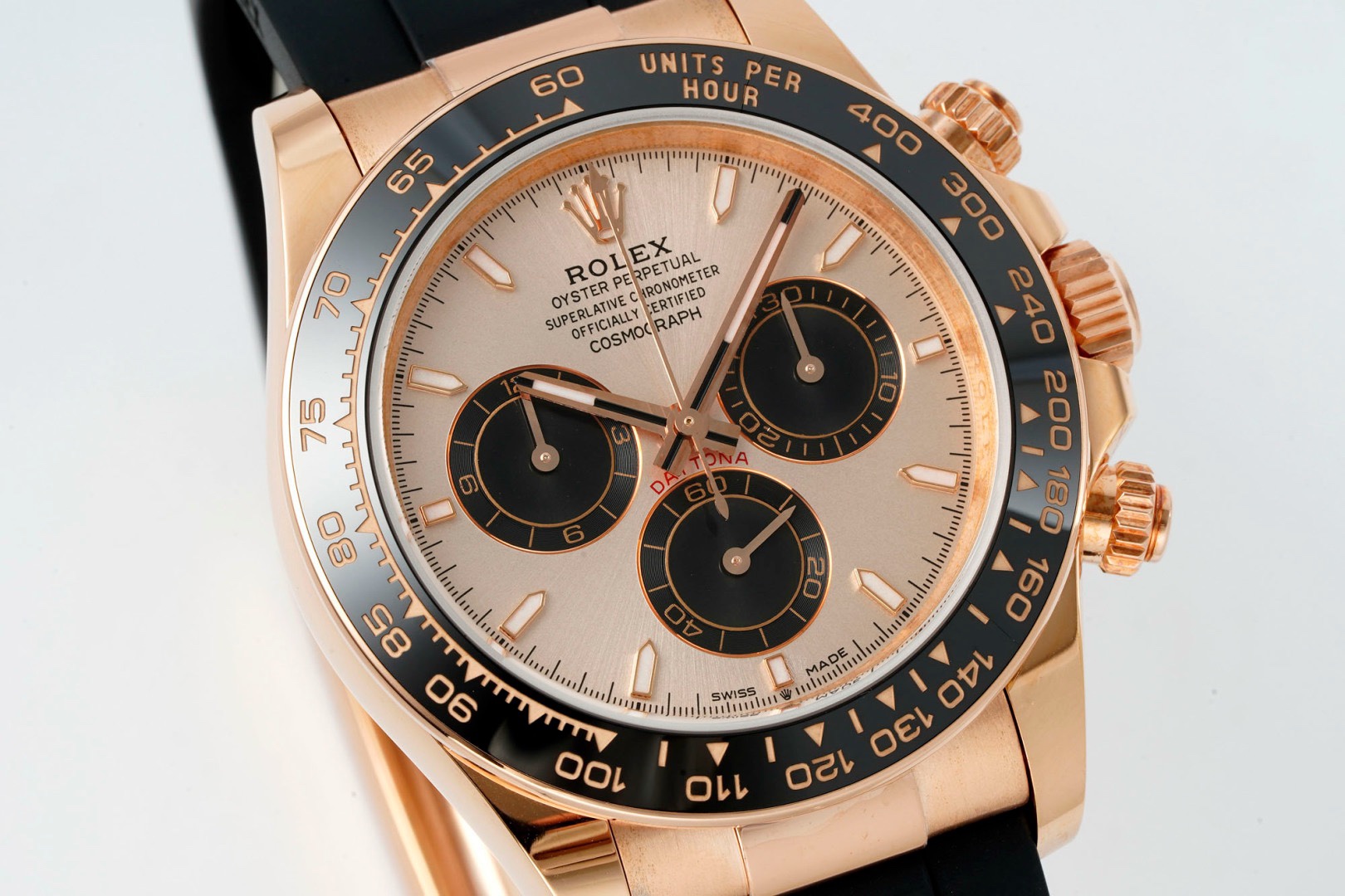 Rolex Cosmograph Daytona 18K Gold Plated Automatic Chronograph Watch Rubber Strap - Image 2