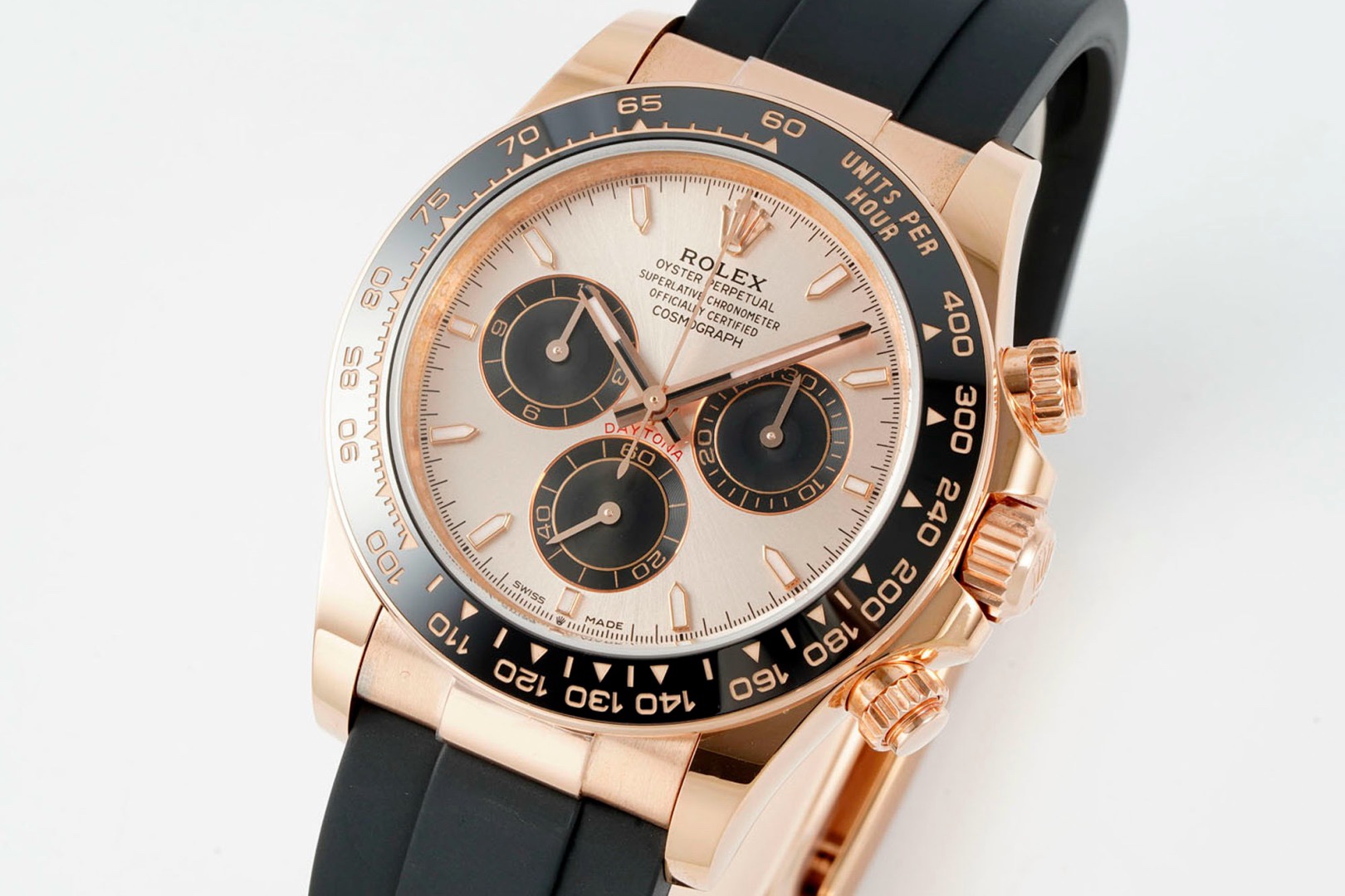 Rolex Cosmograph Daytona 18K Gold Plated Automatic Chronograph Watch Rubber Strap - Image 3