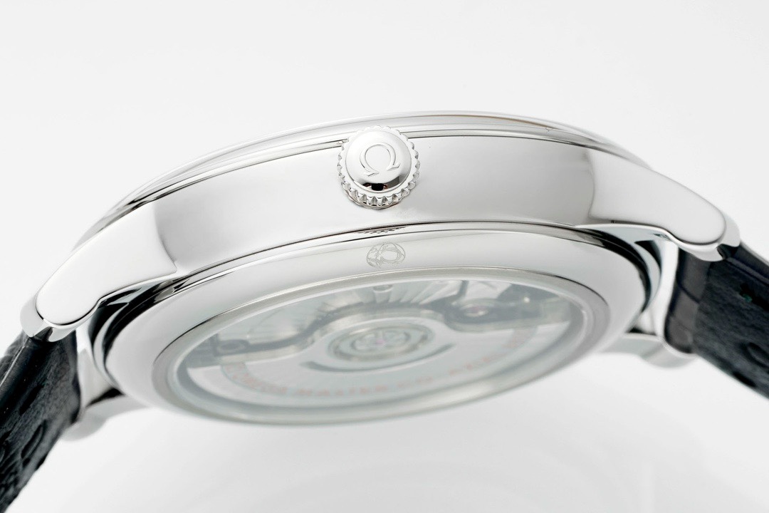 Omega De Ville Power-Reserve Automatic Mechanical Watch, Genuine Calfskin Leather Strap - Image 5
