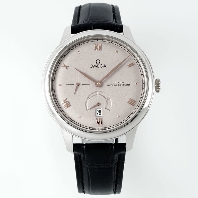 Omega De Ville Power-Reserve Automatic Mechanical Watch, Genuine Calfskin Leather Strap