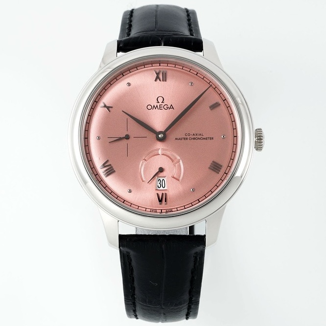 Omega De Ville Power-Reserve Automatic Mechanical Watch, Genuine Calfskin Leather Strap