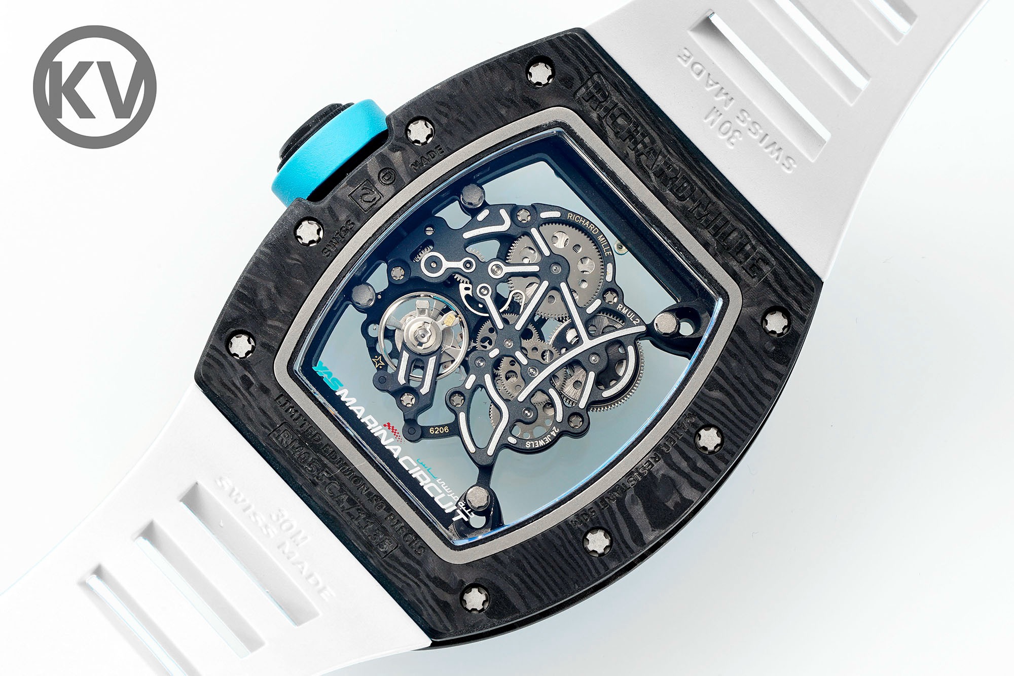 Richard Mille RM055 White Strap Turquoise Inner Ring - Image 8
