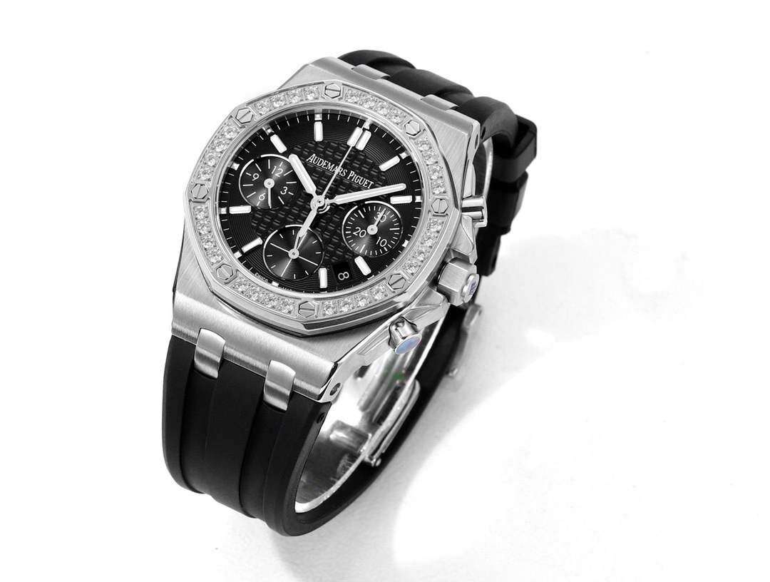 Audemars Piguet Royal Oak 37mm Ladies Automatic Chronograph Watch, Diamond Bezel Rubber - Image 2