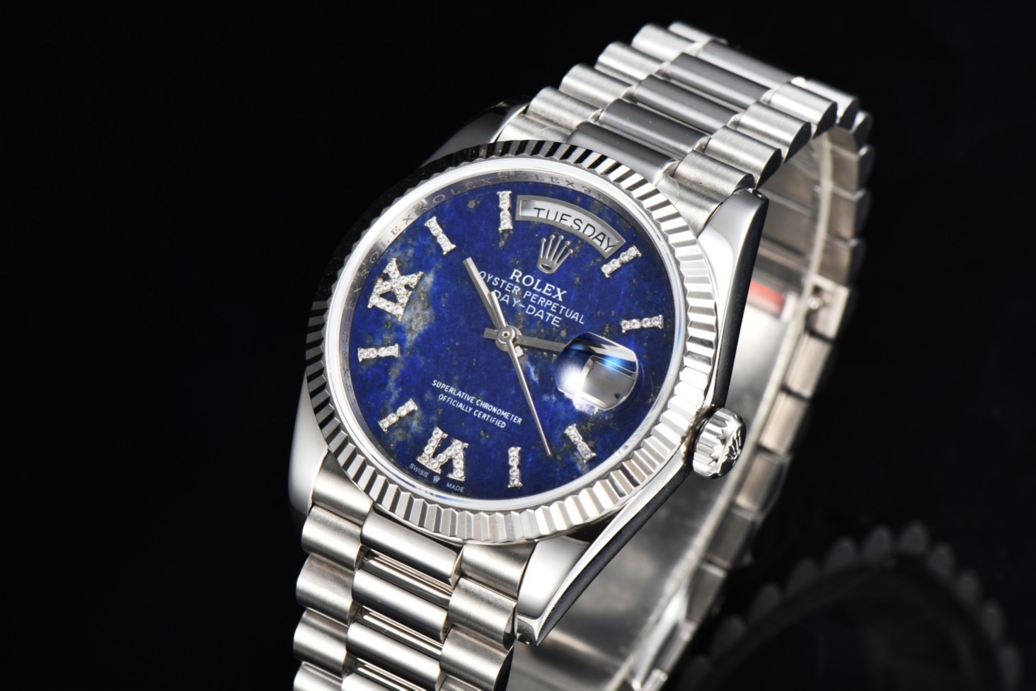 Rolex Day-Date 36 Hidden 6 Diamond Roman Markers | CS Factory Natural Gemstone Dial - Image 3