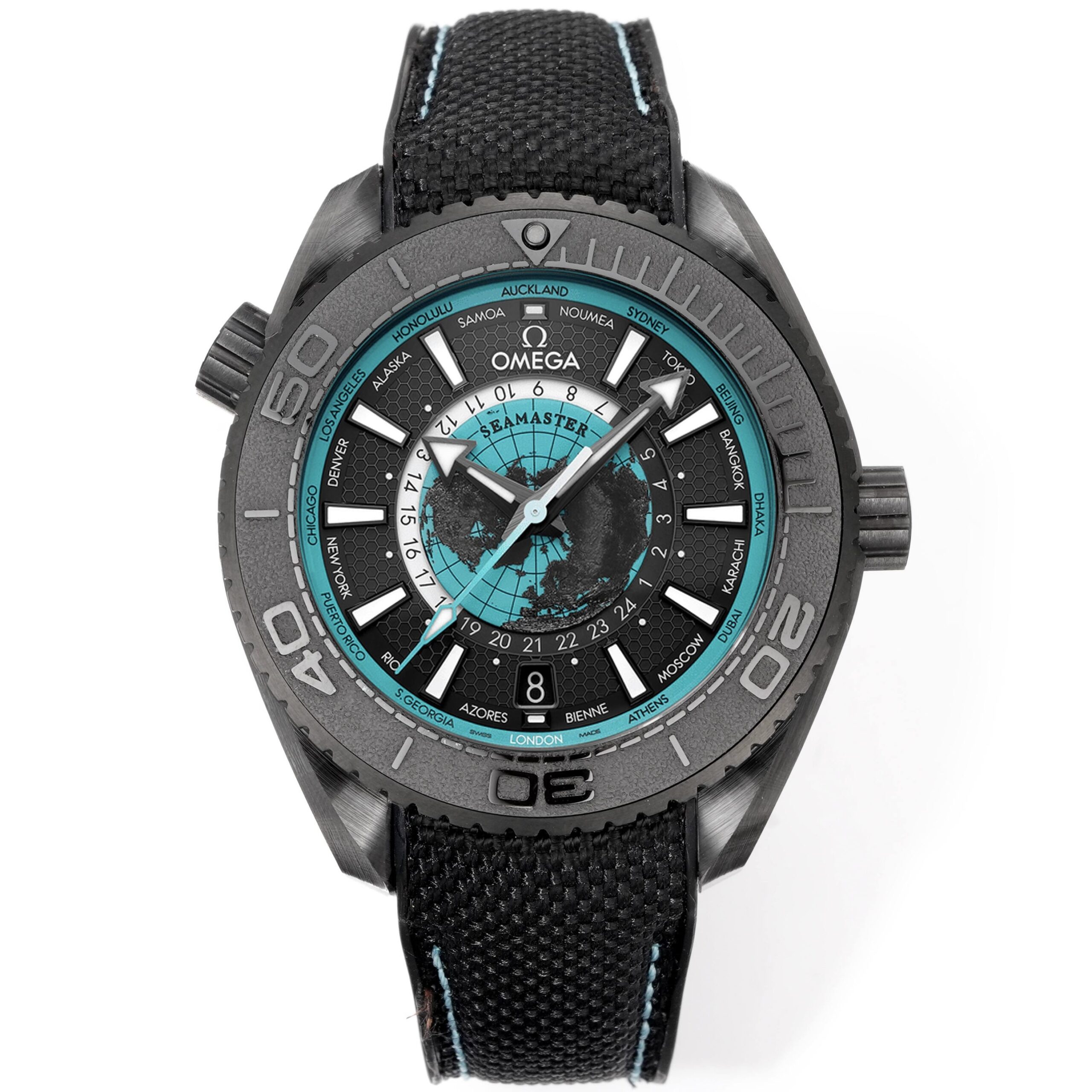 Omega Seamaster Planet Ocean 600M Worldtimer Full Black Ceramic Dive