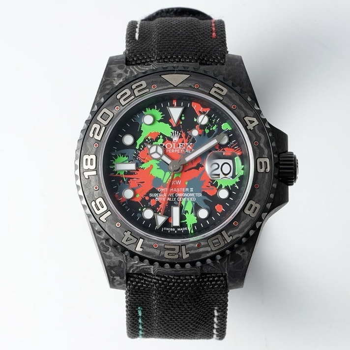 Rolex GMT-Master II Carbon Watch | Cal.3186 Automatic Movement, Forged Carbon Case –