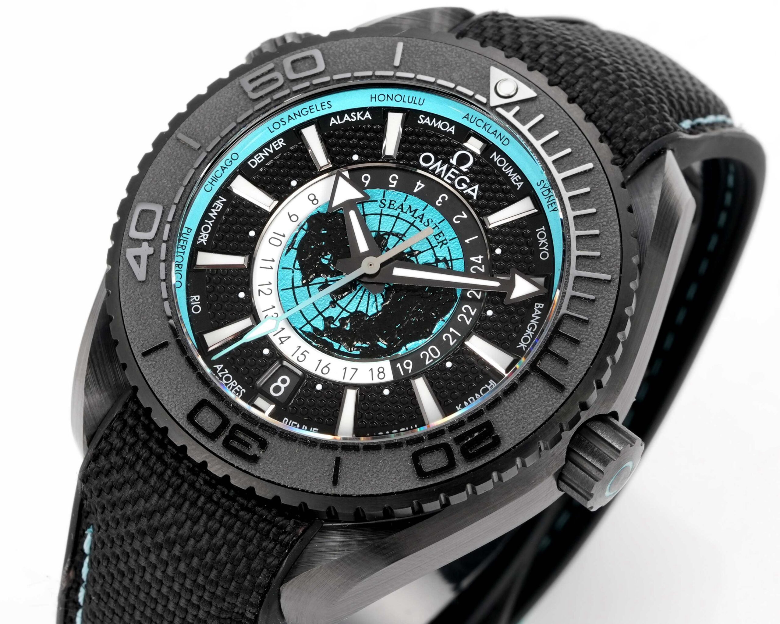 Omega Seamaster Planet Ocean 600M Worldtimer Full Black Ceramic Dive - Image 3