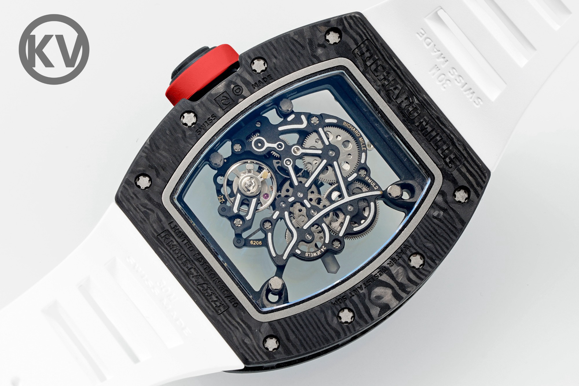 Richard Mille RM055 White Strap White-Red Inner Ring - Image 8