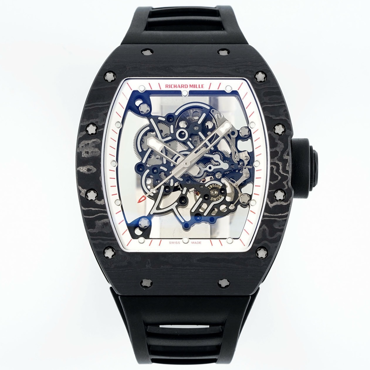 Richard Mille RM055 Black Strap White-Red Inner Ring