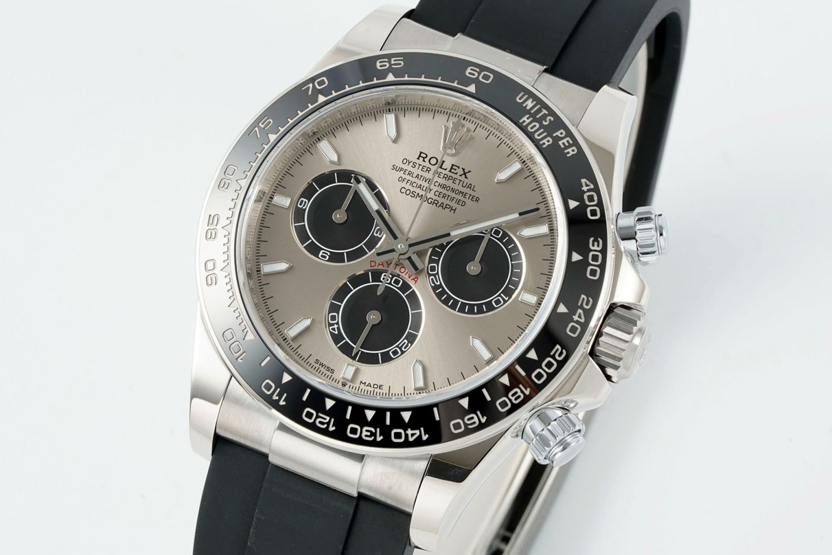 Rolex Cosmograph Daytona 18K Gold Plated Automatic Chronograph Watch Rubber Strap - Image 3