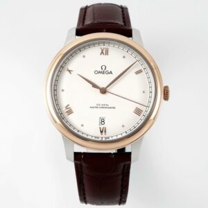 Omega De Ville Power-Reserve Automatic Mechanical Watch, Genuine Calfskin Leather Strap