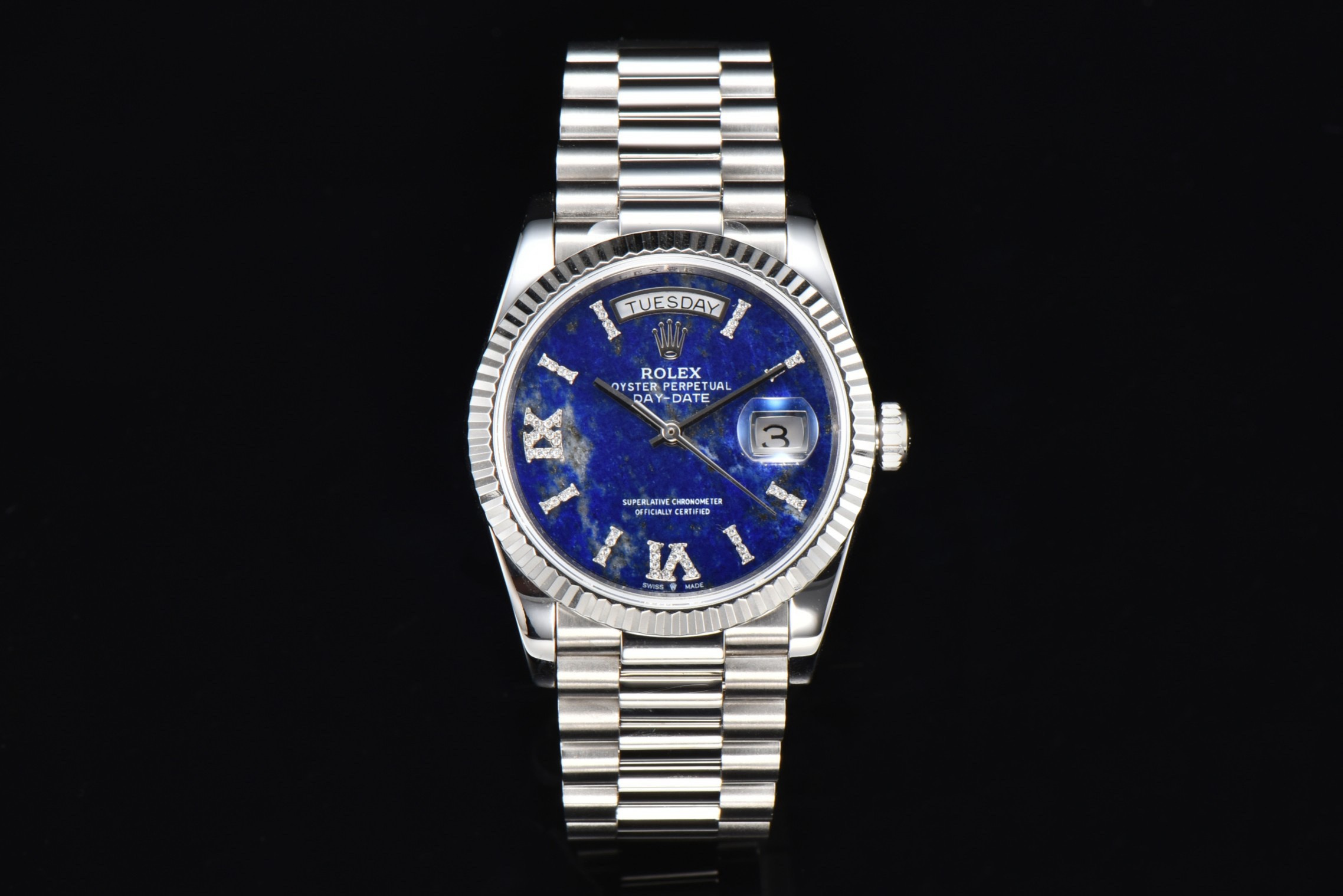 Rolex Day-Date 36 Hidden 6 Diamond Roman Markers | CS Factory Natural Gemstone Dial - Image 2