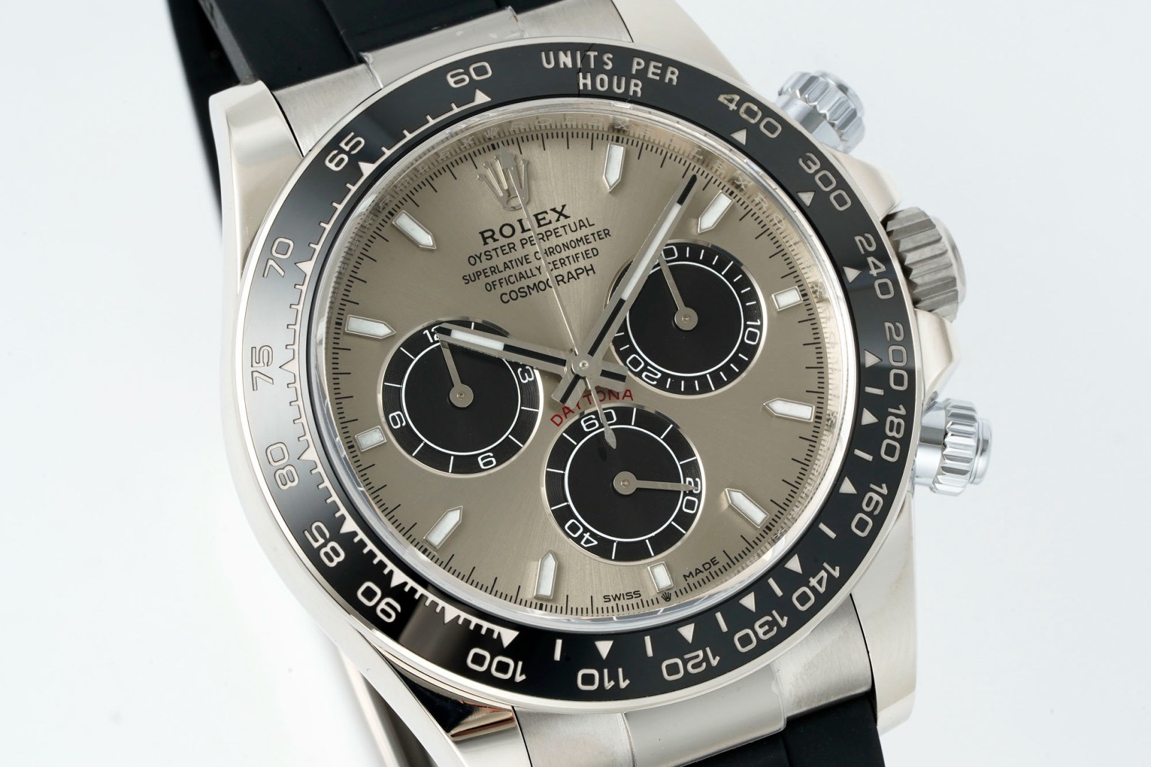 Rolex Cosmograph Daytona 18K Gold Plated Automatic Chronograph Watch Rubber Strap - Image 2