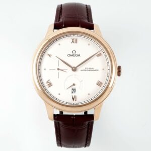 Omega De Ville Power-Reserve Automatic Mechanical Watch, Genuine Calfskin Leather Strap