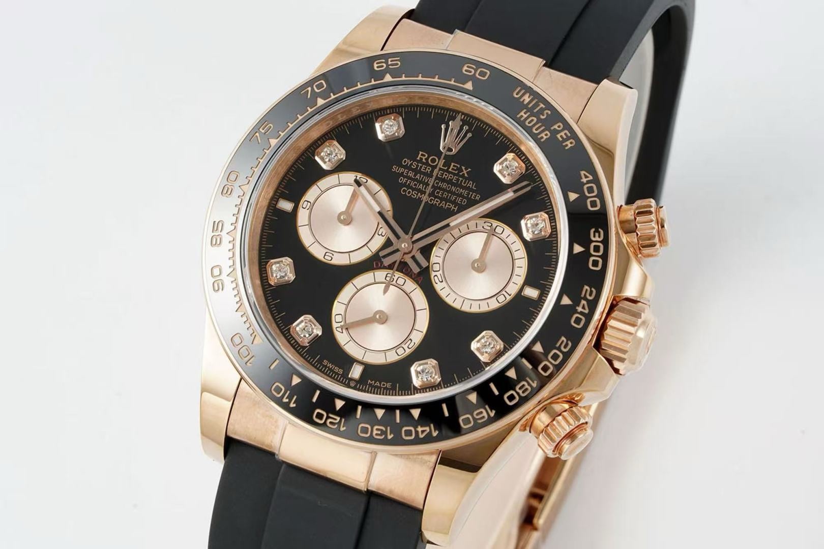 Rolex Cosmograph Daytona 18K Gold Plated Automatic Chronograph Watch Rubber Strap - Image 3