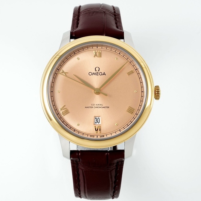 Omega De Ville Power-Reserve Automatic Mechanical Watch, Genuine Calfskin Leather Strap