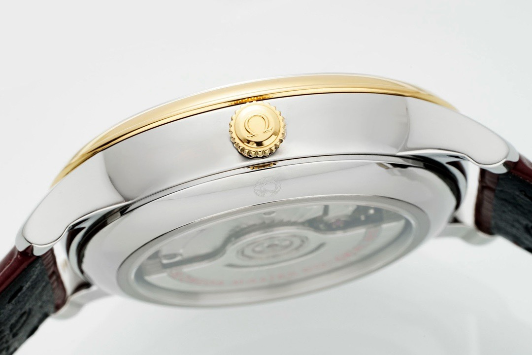 Omega De Ville Power-Reserve Automatic Mechanical Watch, Genuine Calfskin Leather Strap - Image 6