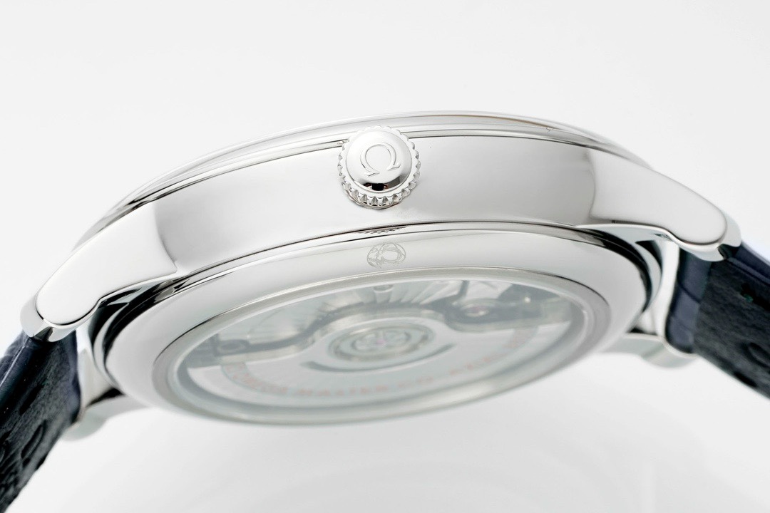 Omega De Ville Power-Reserve Automatic Mechanical Watch, Genuine Calfskin Leather Strap - Image 7