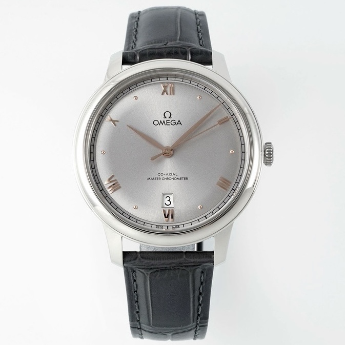 Omega De Ville Power-Reserve Automatic Mechanical Watch, Genuine Calfskin Leather Strap