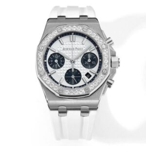 Audemars Piguet Royal Oak 37mm Ladies Automatic Chronograph Watch, Diamond Bezel Rubber