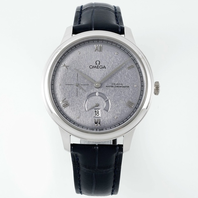 Omega De Ville Power-Reserve Automatic Mechanical Watch, Genuine Calfskin Leather Strap