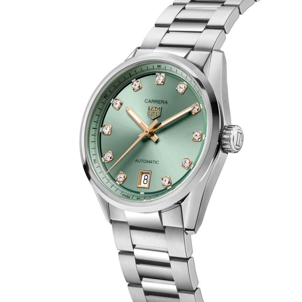 TAG Heuer Carrera Date Green Dial Stainless Steel Watch 36mm - Image 2