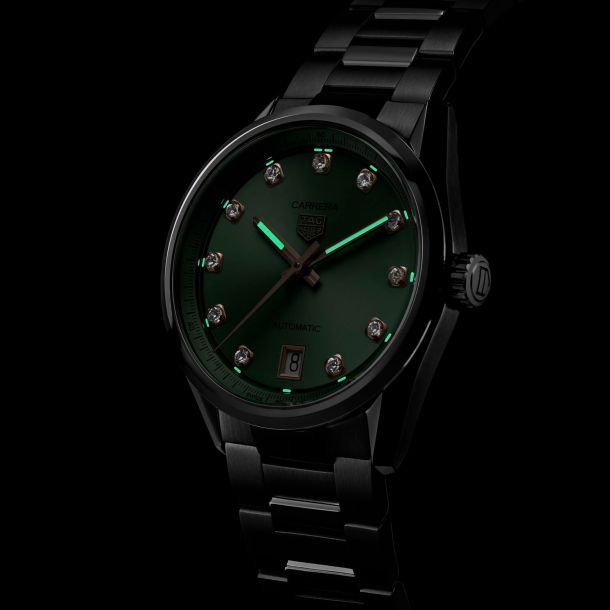 TAG Heuer Carrera Date Green Dial Stainless Steel Watch 36mm - Image 7